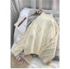 Winter beige crane tops high neck thick oversize knit sweat tops