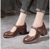 Chocolate High Heels Buckle Strap Chunky High Heels