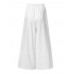 Women Cotton Solid Color Button Side Pocket Elastic Waist Wide Leg Pants