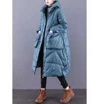 Blue Casual Duck Down Down Coat Zip Up Winter