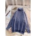 Winter blue clothes high neck baggy oversize knit tops